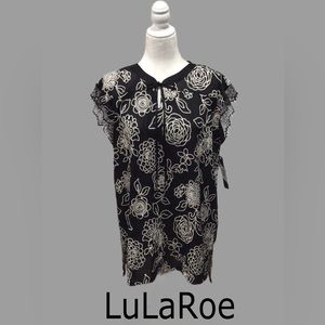 NEW LuLaRoe Elegant Collection, Grace, Embroidered Tunic,‎ Black & Eggshell, XL